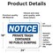 Signmission Private Trash Container No Public Dumping, 24 in W x Rectangle, Vinyl Decal OS-2PACK-NS-D-1824-L-16425 - alternate 6